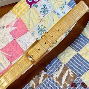 RARE! Claudio Orciani‎ Yellow/Cream Vtg Crocodile Leather Belt handmade in Italy